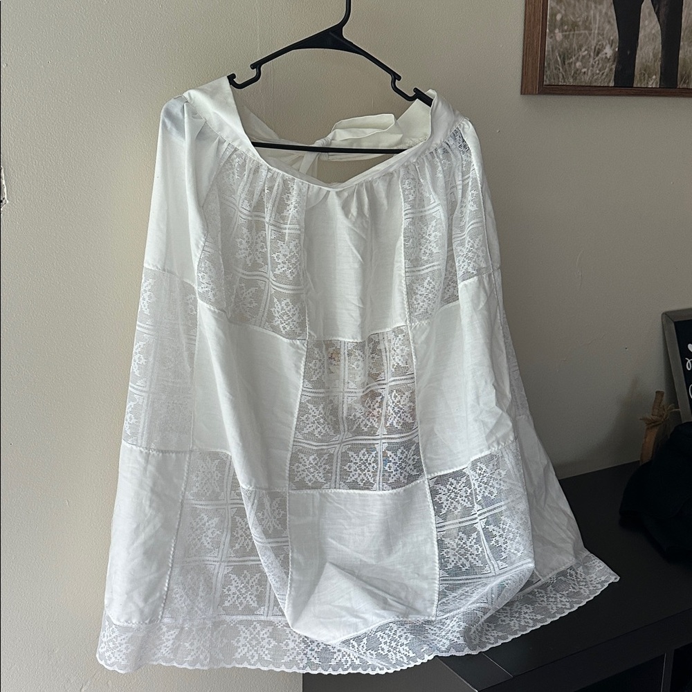 Handmade White Lace dress apron